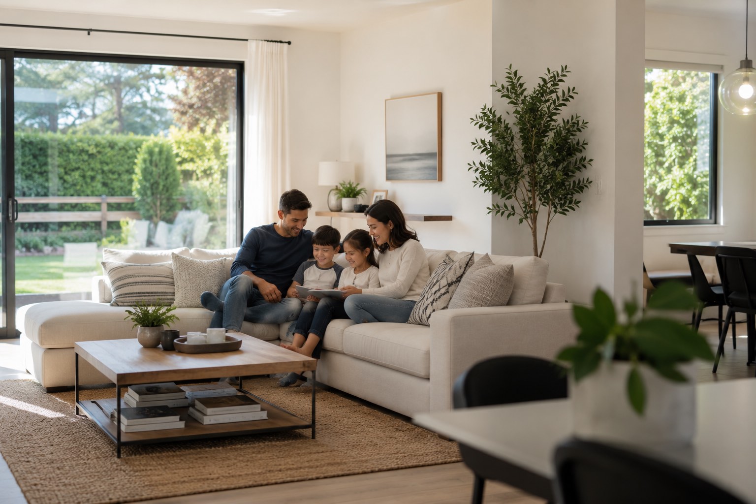 A family spending time together in their living room
