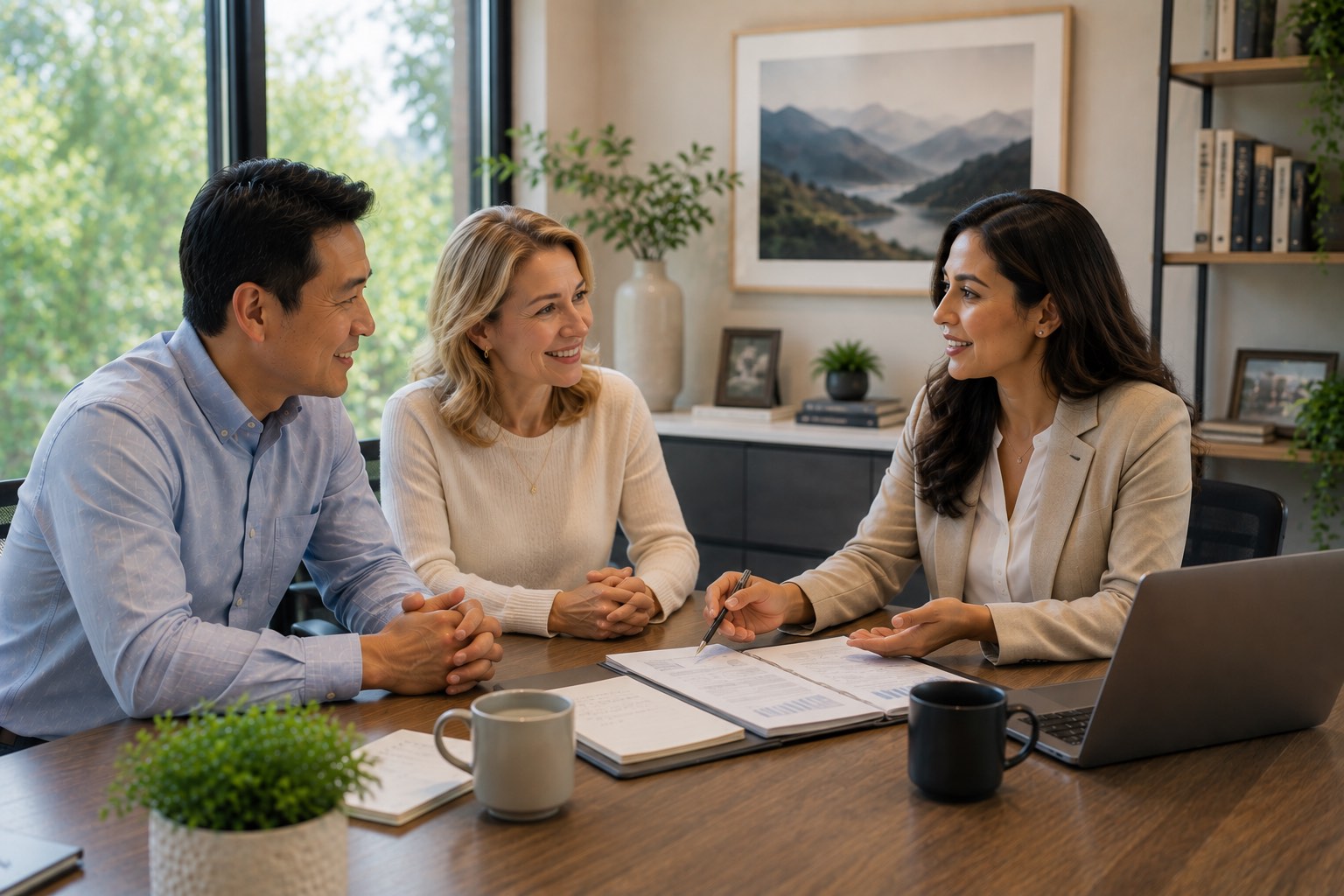 A couple meeting with a financial advisor