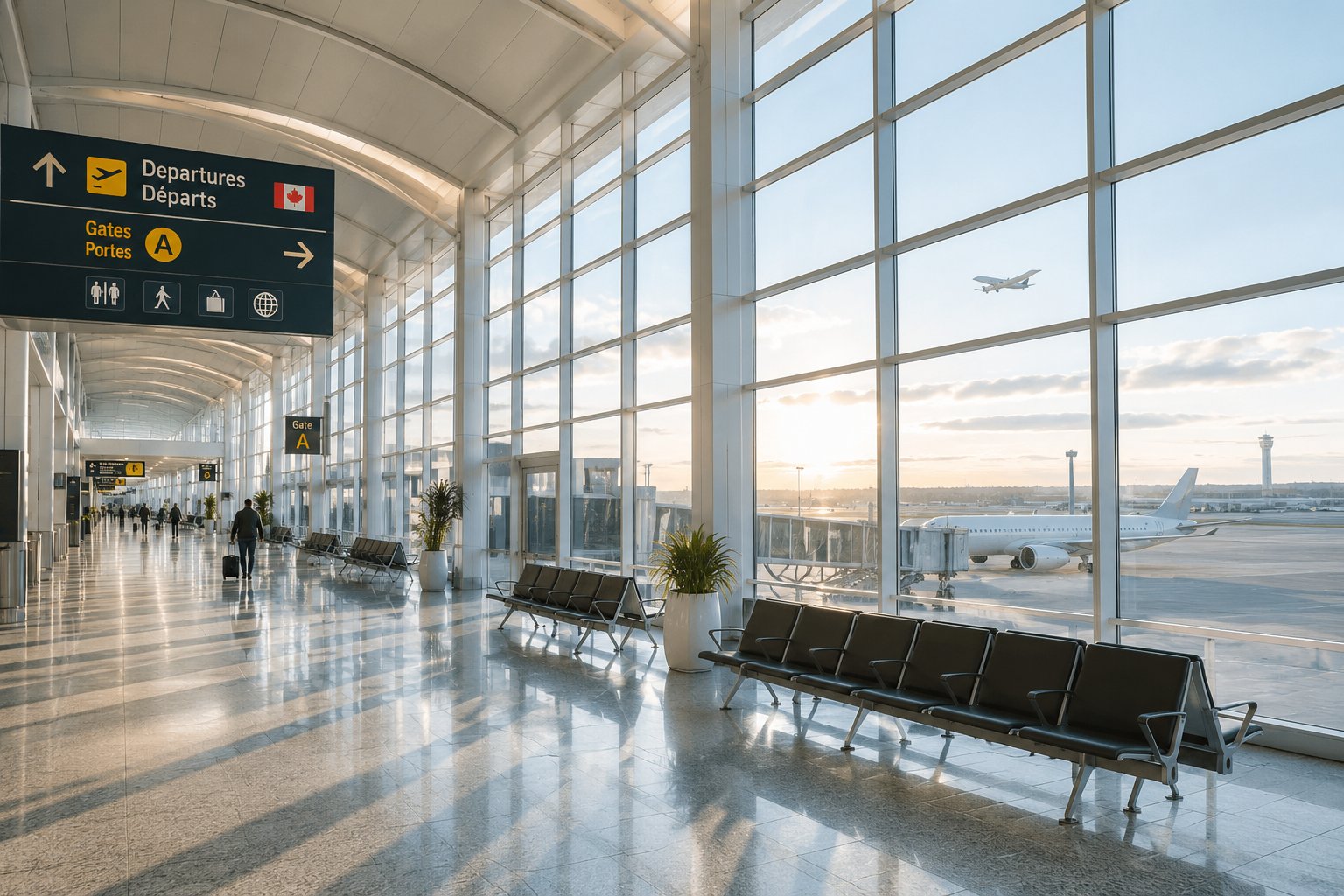 Traveller at an airport departure terminal